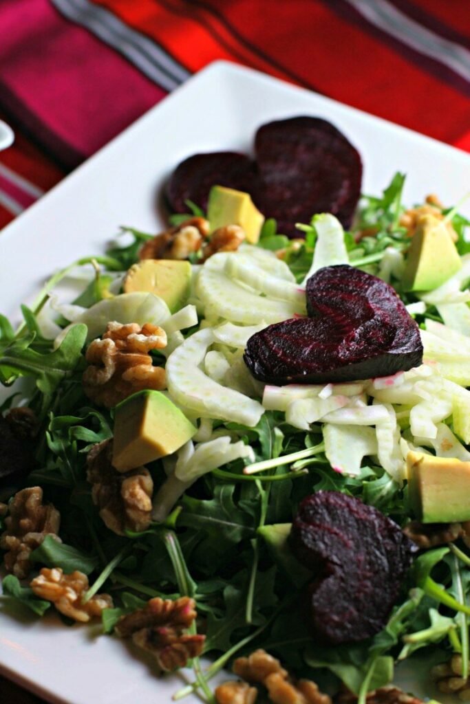 beet and arugula salad with fennel vegan gluten free recipe