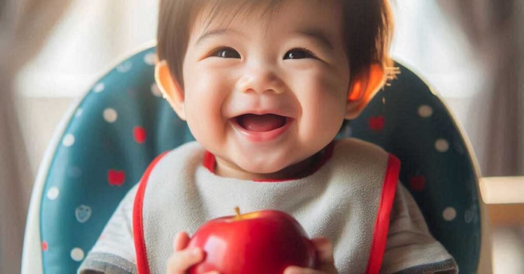 baby eating apple