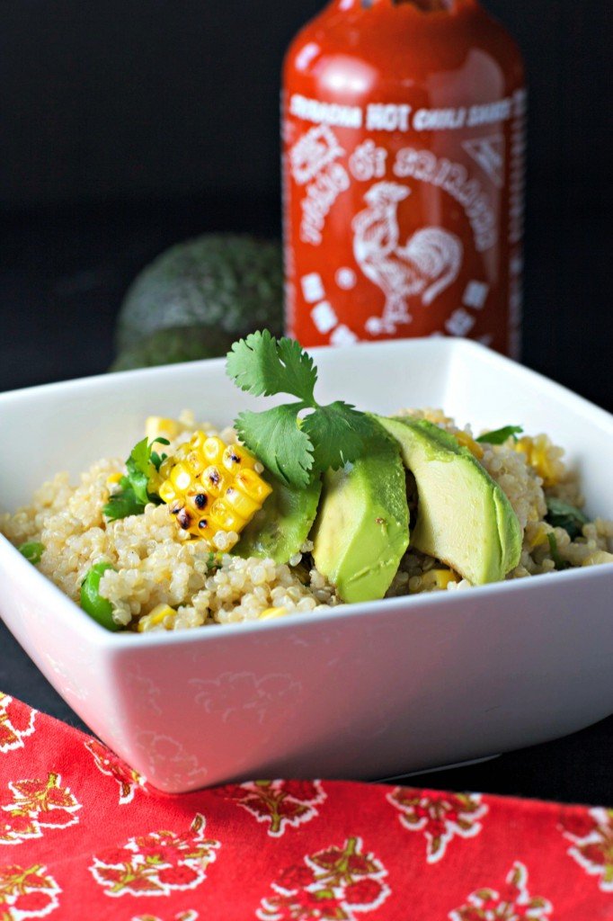 best recipe grilled corn quinoa salad sweet siracha lime-sauce vegan gluten-free