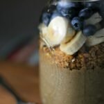 chocolate banana protein smoothie jar vegan gluten free recipe